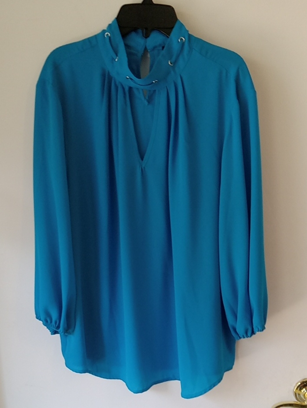 New York & Co. Teal Blue 3/4 Sleeve Flowy Blouse